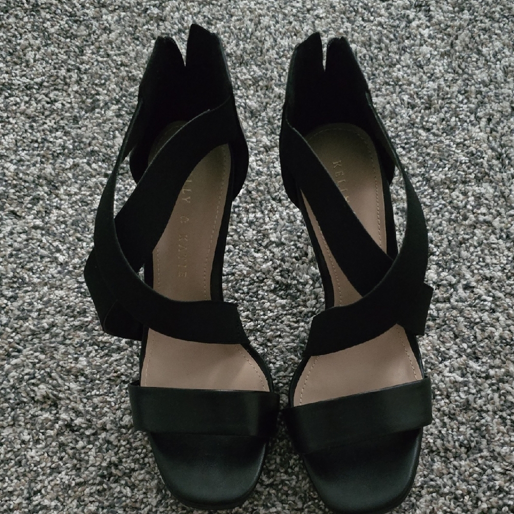 Kelly & Katie Black Stiletto Slingback Heels